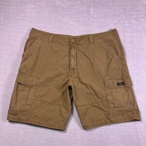 Wrangler Mens Brown Stretch High Rise Relaxed Fit Utility Cargo Shorts Size 42